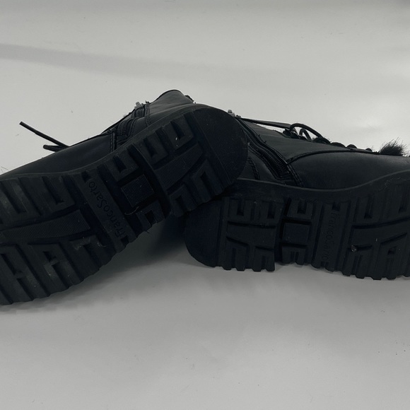 Franco Sarto Canon Combat Leather Boot with Faux Fur Tongue - Size 6 - Picture 4 of 8